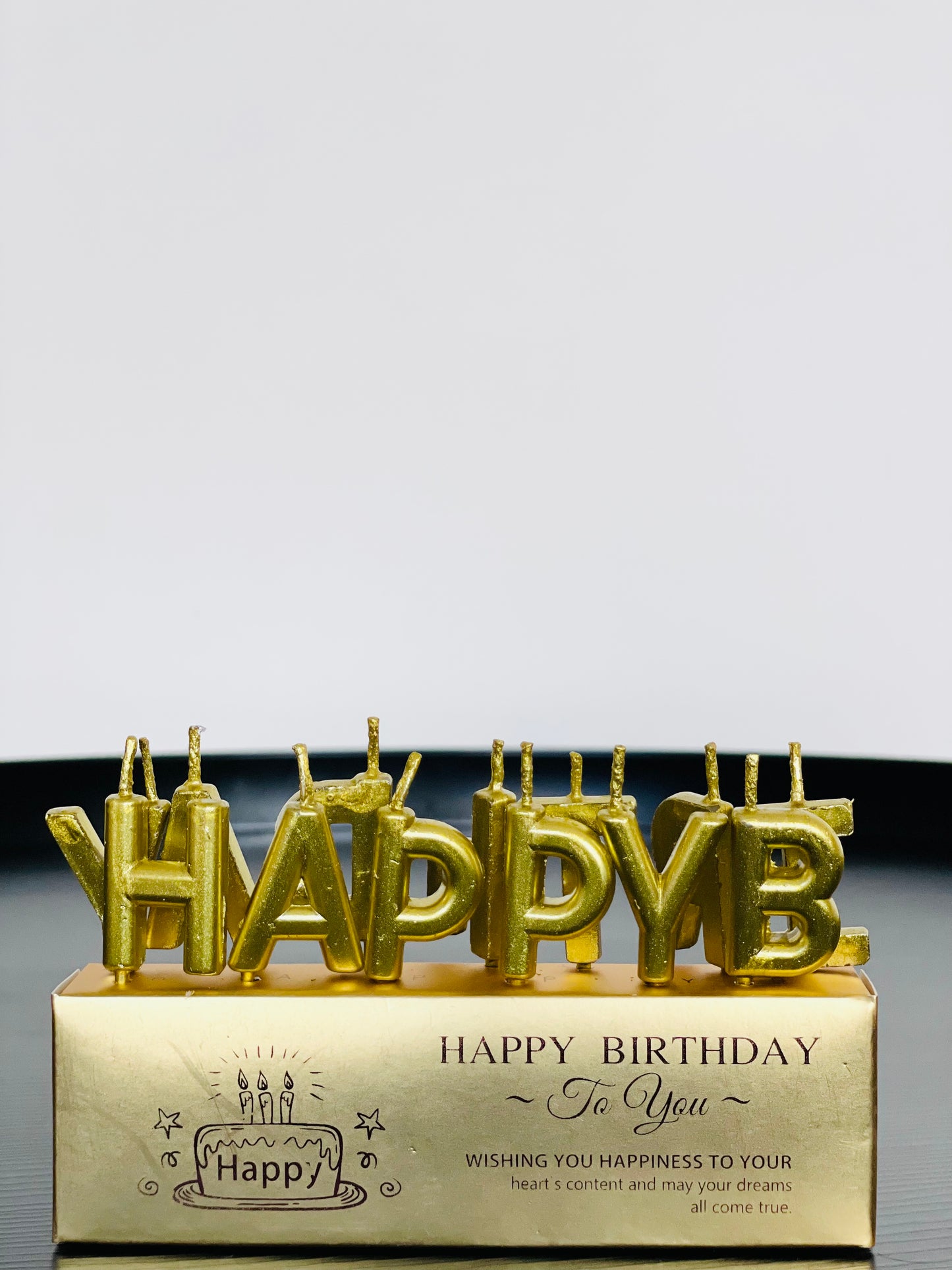 Gold HAPPY BIRTHDAY Candle