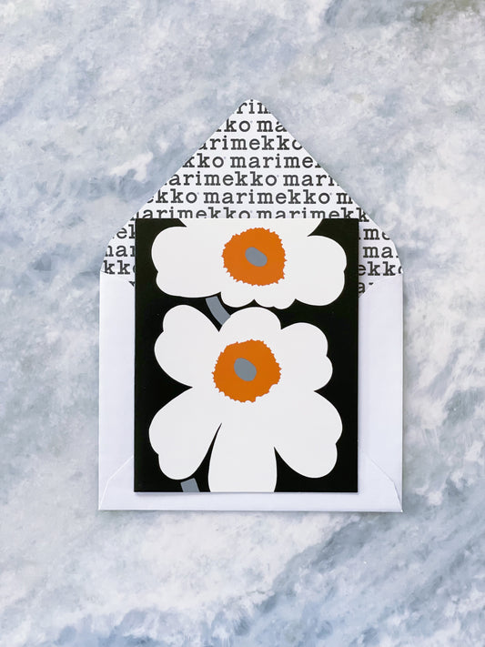 Marimekko Card Unikko White Orange