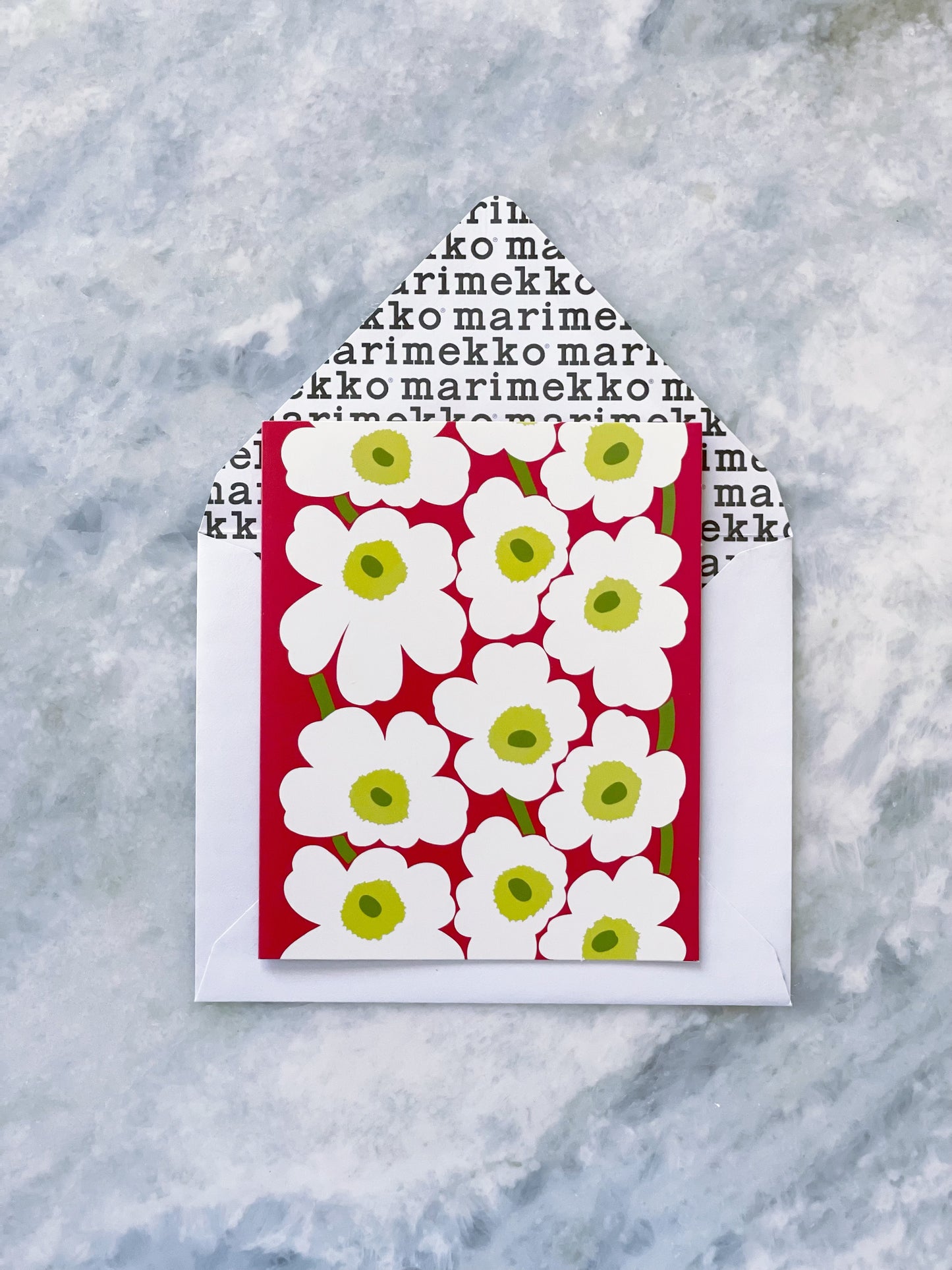 Marimekko Card Unikko White Green