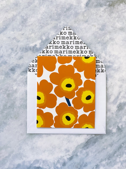 Marimekko Card Unikko Orange Yellow