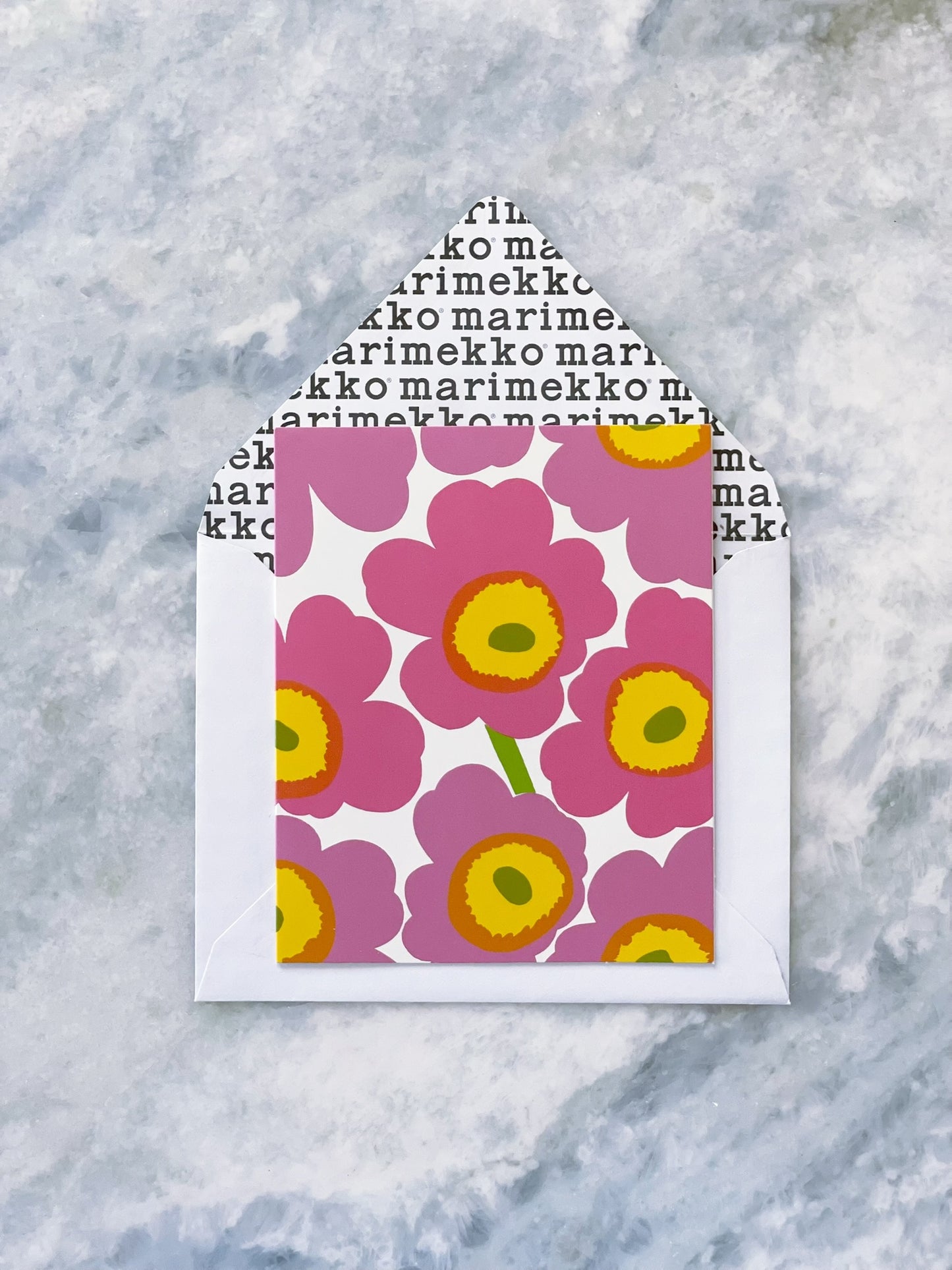 Marimekko Card Unikko Pink Yellow